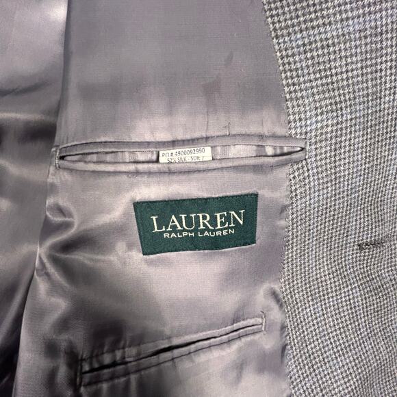 Lauren Ralph Lauren Blazer Silk Wool 48R Gray Two Button Single Vent Suit Jacket - Picture 4 of 13